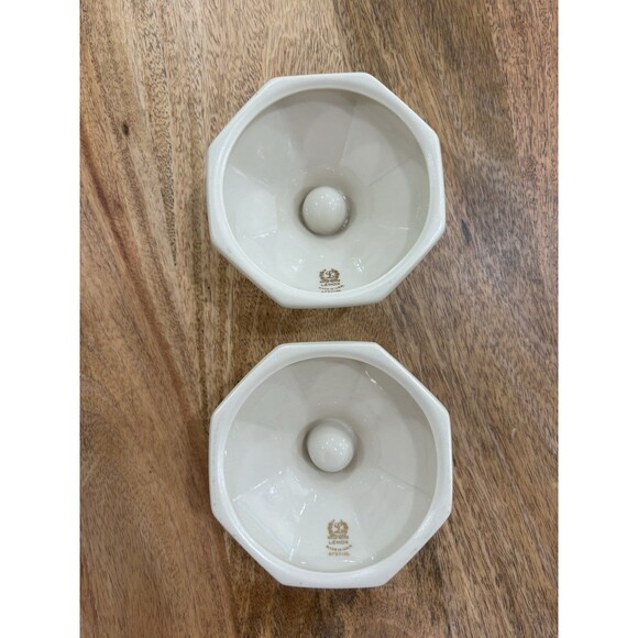 Set Of 2 Lenox Special Beige and Gold Porcelain Candlestick Holders - Picture 3 of 4